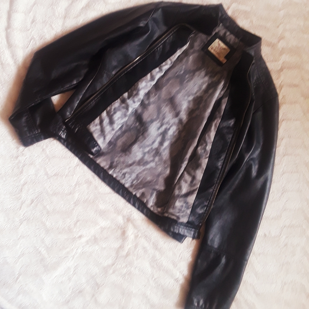 Faux leather zip jacket